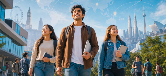 Students walking to university