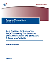 Best Practices for Comparing TOEIC® Speaking Test Scores to Other Assessments and Standards: A Score User's Guide read more about Best Practices for Comparing TOEIC Speaking Test Scores to Other Assessments and Standards: A Score User’s Guide