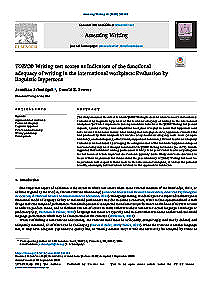 TOEIC® Writing test scores as indicators of the functional adequacy of writing in the international workplace: Evaluation by linguistic laypersons, TOEIC® Writing test scores as indicators of the functional adeq Read TOEIC Writing Test Scores as Indicators of the Functional Adequacy of Writing in the International Workplace: Evaluation by Linguistic Laypersons